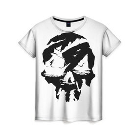 Женская футболка 3D с принтом Sea of Thieves в Белгороде, 100% полиэфир ( синтетическое хлопкоподобное полотно) | прямой крой, круглый вырез горловины, длина до линии бедер | of | pirat | sea | thieves | пират | череп