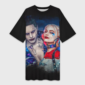 Платье-футболка 3D с принтом Харли и Джокер в Белгороде,  |  | harley quinn | suicide squad | the joker | джокер | харли квинн