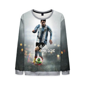 Мужской свитшот 3D с принтом Leo Messi в Белгороде, 100% полиэстер с мягким внутренним слоем | круглый вырез горловины, мягкая резинка на манжетах и поясе, свободная посадка по фигуре | barselona | messi | аргентина | барселона | месси | мяч | футбол