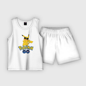 Детская пижама с шортами хлопок с принтом Pokemon GO в Белгороде,  |  | pikachu | pokeball | доллар | золото | пикачу | покеболл | покемон