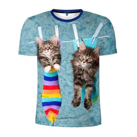 Мужская футболка 3D спортивная с принтом Мейн-кун 1 в Белгороде, 100% полиэстер с улучшенными характеристиками | приталенный силуэт, круглая горловина, широкие плечи, сужается к линии бедра | кот | котенок | котик | котэ | кошка | мейн кун | мейнкун | мэйн кун | мэйнкун