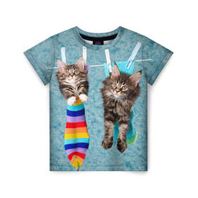 Детская футболка 3D с принтом Мейн-кун 1 в Белгороде, 100% гипоаллергенный полиэфир | прямой крой, круглый вырез горловины, длина до линии бедер, чуть спущенное плечо, ткань немного тянется | кот | котенок | котик | котэ | кошка | мейн кун | мейнкун | мэйн кун | мэйнкун