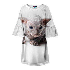 Детское платье 3D с принтом Сфинкс 1 в Белгороде, 100% полиэстер | прямой силуэт, чуть расширенный к низу. Круглая горловина, на рукавах — воланы | кот | котенок | котик | котэ | кошка | сфинкс