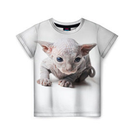 Детская футболка 3D с принтом Сфинкс 1 в Белгороде, 100% гипоаллергенный полиэфир | прямой крой, круглый вырез горловины, длина до линии бедер, чуть спущенное плечо, ткань немного тянется | кот | котенок | котик | котэ | кошка | сфинкс