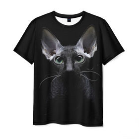 Мужская футболка 3D с принтом Сфинкс 2 в Белгороде, 100% полиэфир | прямой крой, круглый вырез горловины, длина до линии бедер | Тематика изображения на принте: кот | котенок | котик | котэ | кошка | сфинкс