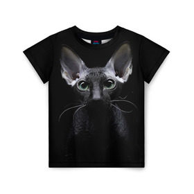 Детская футболка 3D с принтом Сфинкс 2 в Белгороде, 100% гипоаллергенный полиэфир | прямой крой, круглый вырез горловины, длина до линии бедер, чуть спущенное плечо, ткань немного тянется | Тематика изображения на принте: кот | котенок | котик | котэ | кошка | сфинкс