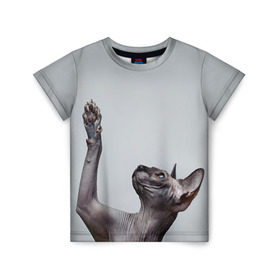 Детская футболка 3D с принтом Сфинкс 3 в Белгороде, 100% гипоаллергенный полиэфир | прямой крой, круглый вырез горловины, длина до линии бедер, чуть спущенное плечо, ткань немного тянется | Тематика изображения на принте: кот | котенок | котик | котэ | кошка | сфинкс