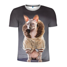 Мужская футболка 3D спортивная с принтом Сфинкс 4 в Белгороде, 100% полиэстер с улучшенными характеристиками | приталенный силуэт, круглая горловина, широкие плечи, сужается к линии бедра | кот | котенок | котик | котэ | кошка | сфинкс
