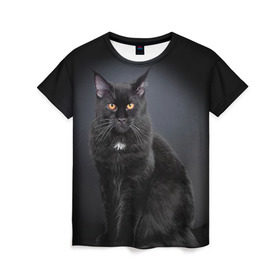 Женская футболка 3D с принтом Мейн-кун 3 в Белгороде, 100% полиэфир ( синтетическое хлопкоподобное полотно) | прямой крой, круглый вырез горловины, длина до линии бедер | кот | котенок | котик | котэ | кошка | мейн кун | мейнкун | мэйн кун | мэйнкун