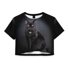 Женская футболка 3D укороченная с принтом Мейн-кун 3 в Белгороде, 100% полиэстер | круглая горловина, длина футболки до линии талии, рукава с отворотами | кот | котенок | котик | котэ | кошка | мейн кун | мейнкун | мэйн кун | мэйнкун