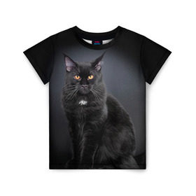 Детская футболка 3D с принтом Мейн-кун 3 в Белгороде, 100% гипоаллергенный полиэфир | прямой крой, круглый вырез горловины, длина до линии бедер, чуть спущенное плечо, ткань немного тянется | Тематика изображения на принте: кот | котенок | котик | котэ | кошка | мейн кун | мейнкун | мэйн кун | мэйнкун