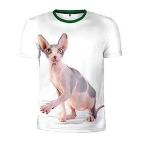 Мужская футболка 3D спортивная с принтом Сфинкс 5 в Белгороде, 100% полиэстер с улучшенными характеристиками | приталенный силуэт, круглая горловина, широкие плечи, сужается к линии бедра | кот | котенок | котик | котэ | кошка | сфинкс