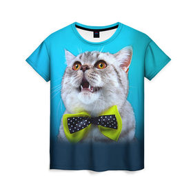 Женская футболка 3D с принтом Британец 3 в Белгороде, 100% полиэфир ( синтетическое хлопкоподобное полотно) | прямой крой, круглый вырез горловины, длина до линии бедер | британец | британская | британцы | кот | котенок | котик | котэ | кошка