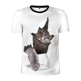 Мужская футболка 3D спортивная с принтом Британец 4 в Белгороде, 100% полиэстер с улучшенными характеристиками | приталенный силуэт, круглая горловина, широкие плечи, сужается к линии бедра | британец | британская | британцы | кот | котенок | котик | котэ | кошка