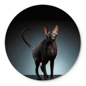 Коврик круглый с принтом Сфинкс 7 в Белгороде, резина и полиэстер | круглая форма, изображение наносится на всю лицевую часть | кот | котенок | котик | котэ | кошка | сфинкс