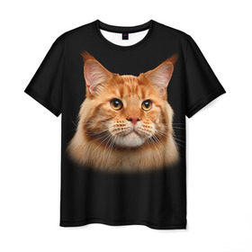 Мужская футболка 3D с принтом Мейн-кун 6 в Белгороде, 100% полиэфир | прямой крой, круглый вырез горловины, длина до линии бедер | Тематика изображения на принте: кот | котенок | котик | котэ | кошка | мейн кун | мейнкун | мэйн кун | мэйнкун