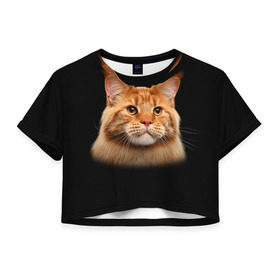 Женская футболка 3D укороченная с принтом Мейн-кун 6 в Белгороде, 100% полиэстер | круглая горловина, длина футболки до линии талии, рукава с отворотами | кот | котенок | котик | котэ | кошка | мейн кун | мейнкун | мэйн кун | мэйнкун