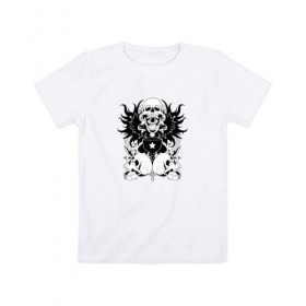 Детская футболка хлопок с принтом Черепа в Белгороде, 100% хлопок | круглый вырез горловины, полуприлегающий силуэт, длина до линии бедер | skull | skulls | кости | скелет | череп