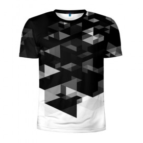Мужская футболка 3D спортивная с принтом Trianse в Белгороде, 100% полиэстер с улучшенными характеристиками | приталенный силуэт, круглая горловина, широкие плечи, сужается к линии бедра | Тематика изображения на принте: полигоны | текстура | треугольники