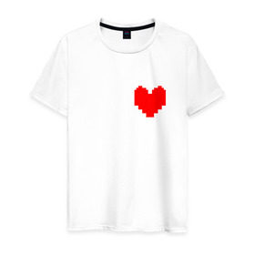 Мужская футболка хлопок с принтом Undertale Heart в Белгороде, 100% хлопок | прямой крой, круглый вырез горловины, длина до линии бедер, слегка спущенное плечо. | heart | undertale | андертеил | сердце