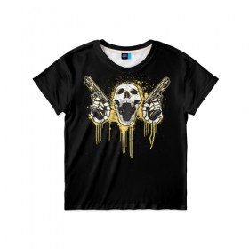 Детская футболка 3D с принтом Череп 23 в Белгороде, 100% гипоаллергенный полиэфир | прямой крой, круглый вырез горловины, длина до линии бедер, чуть спущенное плечо, ткань немного тянется | skull | skulls | кости | скелет | череп