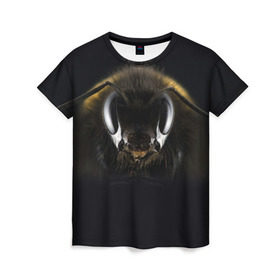 Женская футболка 3D с принтом Пчела в Белгороде, 100% полиэфир ( синтетическое хлопкоподобное полотно) | прямой крой, круглый вырез горловины, длина до линии бедер | глаза | насекомое | оса | пчела