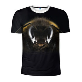 Мужская футболка 3D спортивная с принтом Пчела в Белгороде, 100% полиэстер с улучшенными характеристиками | приталенный силуэт, круглая горловина, широкие плечи, сужается к линии бедра | Тематика изображения на принте: глаза | насекомое | оса | пчела