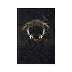 Обложка для паспорта матовая кожа с принтом Пчела в Белгороде, натуральная матовая кожа | размер 19,3 х 13,7 см; прозрачные пластиковые крепления | Тематика изображения на принте: глаза | насекомое | оса | пчела