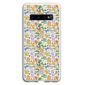 Чехол для Samsung Galaxy S10 с принтом Pokemon Doodle Big в Белгороде, Силикон | Область печати: задняя сторона чехла, без боковых панелей | Тематика изображения на принте: pokemon go | бульбозавр | пикачу | покебол | покемон | покемоны | псидак | слоупок | снорлакс | чермандер