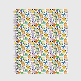 Тетрадь с принтом Pokemon Doodle Big в Белгороде, 100% бумага | 48 листов, плотность листов — 60 г/м2, плотность картонной обложки — 250 г/м2. Листы скреплены сбоку удобной пружинной спиралью. Уголки страниц и обложки скругленные. Цвет линий — светло-серый
 | pokemon go | бульбозавр | пикачу | покебол | покемон | покемоны | псидак | слоупок | снорлакс | чермандер