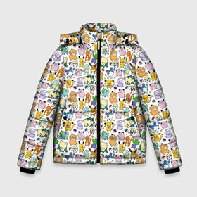 Зимняя куртка для мальчиков 3D с принтом Pokemon Doodle Big в Белгороде, ткань верха — 100% полиэстер; подклад — 100% полиэстер, утеплитель — 100% полиэстер | длина ниже бедра, удлиненная спинка, воротник стойка и отстегивающийся капюшон. Есть боковые карманы с листочкой на кнопках, утяжки по низу изделия и внутренний карман на молнии. 

Предусмотрены светоотражающий принт на спинке, радужный светоотражающий элемент на пуллере молнии и на резинке для утяжки | pokemon go | бульбозавр | пикачу | покебол | покемон | покемоны | псидак | слоупок | снорлакс | чермандер