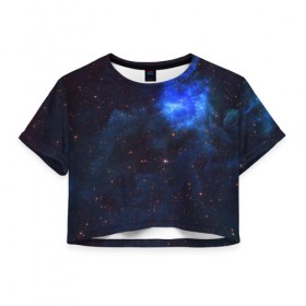 Женская футболка 3D укороченная с принтом Холодная туманность в Белгороде, 100% полиэстер | круглая горловина, длина футболки до линии талии, рукава с отворотами | вселенная | галактика | звёзды | космическое пространство | космос | созвездие