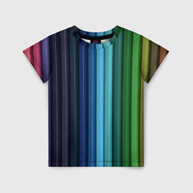 Детская футболка 3D с принтом Цветные карандаши в Белгороде, 100% гипоаллергенный полиэфир | прямой крой, круглый вырез горловины, длина до линии бедер, чуть спущенное плечо, ткань немного тянется | карандаши | краски | полоски | рисование | узоры | цветные