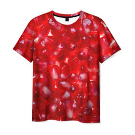 Мужская футболка 3D с принтом Зерна граната в Белгороде, 100% полиэфир | прямой крой, круглый вырез горловины, длина до линии бедер | гранат | еда | зерна | красный | сладкое | фрукты