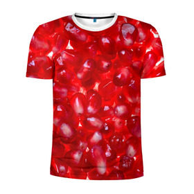 Мужская футболка 3D спортивная с принтом Зерна граната в Белгороде, 100% полиэстер с улучшенными характеристиками | приталенный силуэт, круглая горловина, широкие плечи, сужается к линии бедра | гранат | еда | зерна | красный | сладкое | фрукты