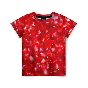 Детская футболка 3D с принтом Зерна граната в Белгороде, 100% гипоаллергенный полиэфир | прямой крой, круглый вырез горловины, длина до линии бедер, чуть спущенное плечо, ткань немного тянется | гранат | еда | зерна | красный | сладкое | фрукты