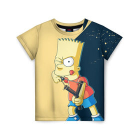 Детская футболка 3D с принтом Барт в Белгороде, 100% гипоаллергенный полиэфир | прямой крой, круглый вырез горловины, длина до линии бедер, чуть спущенное плечо, ткань немного тянется | simpsons | барт | гомер | мардж | симпсоны