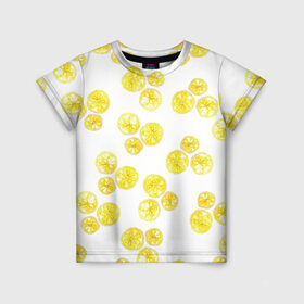 Детская футболка 3D с принтом Lemons в Белгороде, 100% гипоаллергенный полиэфир | прямой крой, круглый вырез горловины, длина до линии бедер, чуть спущенное плечо, ткань немного тянется | lemon | лимон | паттерн
