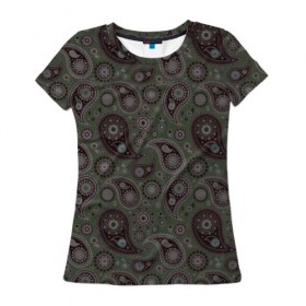 Женская футболка 3D с принтом Paisley в Белгороде, 100% полиэфир ( синтетическое хлопкоподобное полотно) | прямой крой, круглый вырез горловины, длина до линии бедер | орнамент | пейсли | турецкие огурцы