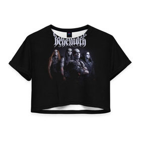Женская футболка 3D укороченная с принтом Behemoth в Белгороде, 100% полиэстер | круглая горловина, длина футболки до линии талии, рукава с отворотами | behemoth | dark | deathmetal | metal | бегемот | блэк метал