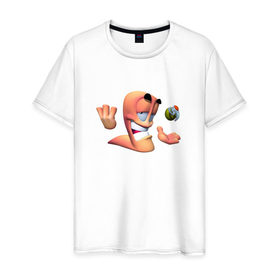 Мужская футболка хлопок с принтом Worms в Белгороде, 100% хлопок | прямой крой, круглый вырез горловины, длина до линии бедер, слегка спущенное плечо. | worms