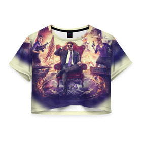 Женская футболка 3D укороченная с принтом Saints Row в Белгороде, 100% полиэстер | круглая горловина, длина футболки до линии талии, рукава с отворотами | saints row | святые