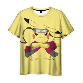 Мужская футболка 3D с принтом Pikachu в Белгороде, 100% полиэфир | прямой крой, круглый вырез горловины, длина до линии бедер | pikachu | pokeboll | pokemon | пикачу | покеболл | покемон
