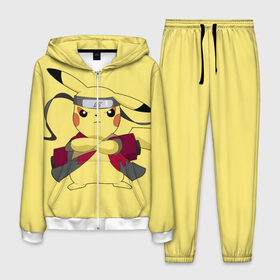 Мужской костюм 3D с принтом Pikachu в Белгороде, 100% полиэстер | Манжеты и пояс оформлены тканевой резинкой, двухслойный капюшон со шнурком для регулировки, карманы спереди | pikachu | pokeboll | pokemon | пикачу | покеболл | покемон
