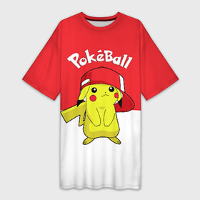 Платье-футболка 3D с принтом Pokeball в Белгороде,  |  | pikachu | pokeboll | pokemon | пикачу | покеболл | покемон