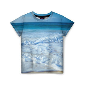 Детская футболка 3D с принтом sea в Белгороде, 100% гипоаллергенный полиэфир | прямой крой, круглый вырез горловины, длина до линии бедер, чуть спущенное плечо, ткань немного тянется | Тематика изображения на принте: orca | sea | whale | вода | киты | косатки | лето | любовь | море | океан | отдых | пальмы | пляж | солнце