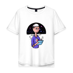 Мужская футболка хлопок Oversize с принтом Дизайнер-иллюстратор в Белгороде, 100% хлопок | свободный крой, круглый ворот, “спинка” длиннее передней части | Тематика изображения на принте: веб | дизайнер | иллюстратор | космос | сердце