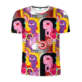 Мужская футболка 3D спортивная с принтом Импрессионизм 10 в Белгороде, 100% полиэстер с улучшенными характеристиками | приталенный силуэт, круглая горловина, широкие плечи, сужается к линии бедра | абстракция | импрессионизм | человечки | яркий