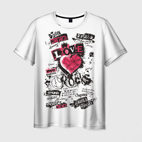 Мужская футболка 3D с принтом Рок сердца 4 в Белгороде, 100% полиэфир | прямой крой, круглый вырез горловины, длина до линии бедер | Тематика изображения на принте: heart | tattoo | разбитое | сердечко | сердце | тату | татушка