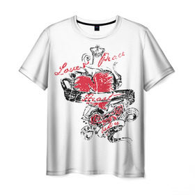 Мужская футболка 3D с принтом Рок сердца 6 в Белгороде, 100% полиэфир | прямой крой, круглый вырез горловины, длина до линии бедер | Тематика изображения на принте: heart | tattoo | разбитое | сердечко | сердце | тату | татушка